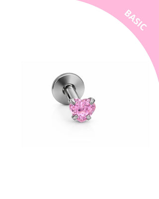 PIERCING PINK HEART SILVER