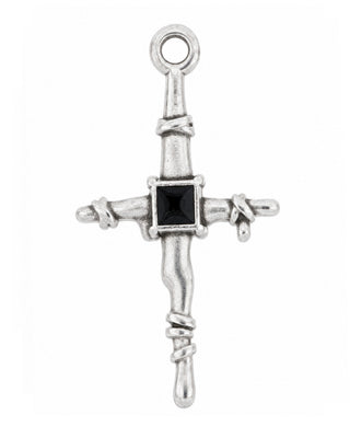 CHARM CROCE BLACK STONE SILVER