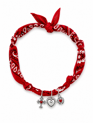 COLLANA BANDANA MYSELF ROSSA CUORI