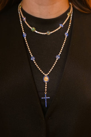 COLLANA TENNIS FLOWER COLORS silver