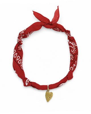 COLLANA BANDANA MYSELF ROSSA CUORI GOLD