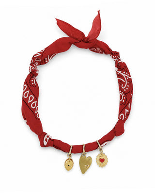 COLLANA BANDANA MYSELF ROSSA CUORI GOLD