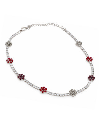 COLLANA TENNIS FLOWER COLORS silver